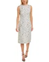 Oscar De La Renta Silk-lined Marble Tweed Wool-blend Sheath Dress In Black