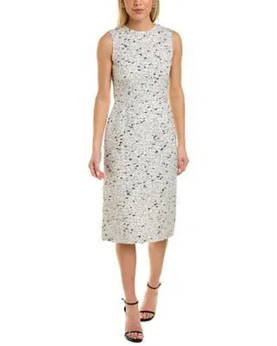 Pre-owned Oscar De La Renta Silk-lined Marble Tweed Wool-blend Sheath Dress Women's Black