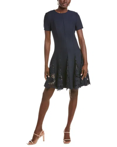 Oscar De La Renta Silk-lined Wool-blend A-line Dress In Multi