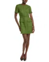 Oscar De La Renta Silk-lined Wool-blend Mini Dress In Green