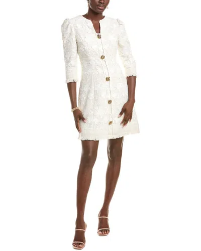 Oscar De La Renta Silk-lined Wool-blend Mini Dress In Neutral