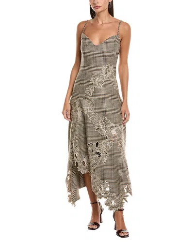 Oscar De La Renta Silk-lined Wool Maxi Dress In Brown