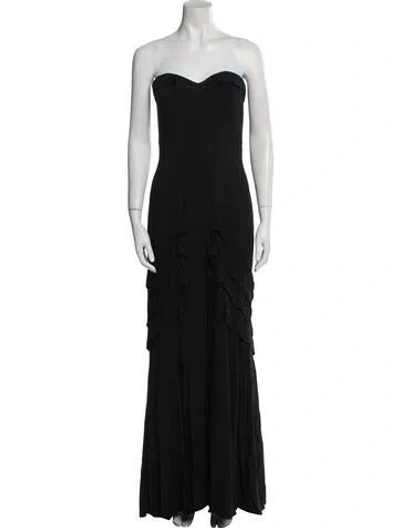 Pre-owned Oscar De La Renta Silk Long Dress In Black
