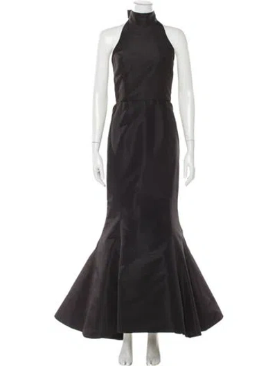 Pre-owned Oscar De La Renta Silk Long Dress In Gray