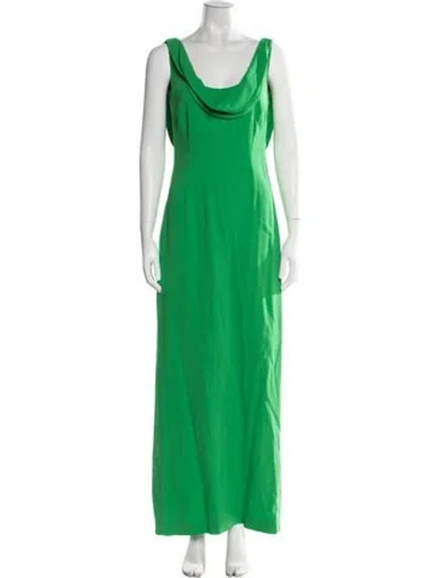 Pre-owned Oscar De La Renta Silk Long Dress In Green