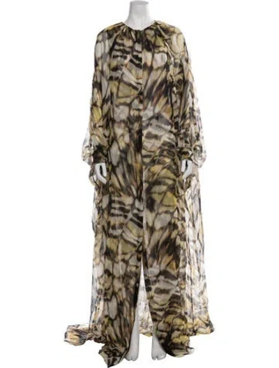 Pre-owned Oscar De La Renta Silk Long Dress In Multicolor