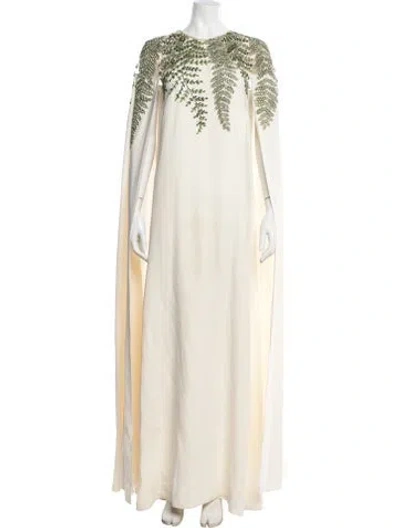 Pre-owned Oscar De La Renta Silk Long Dress In Neutral