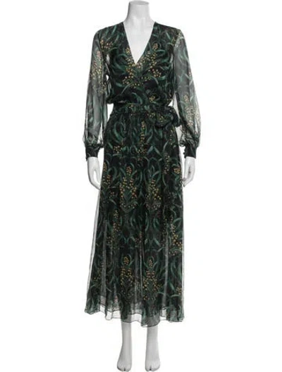 Pre-owned Oscar De La Renta Silk Long Dress W/ Tags In Green