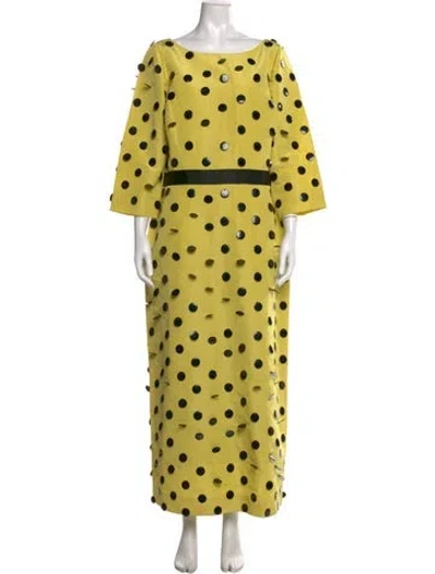 Pre-owned Oscar De La Renta Silk Long Dress In Yellow