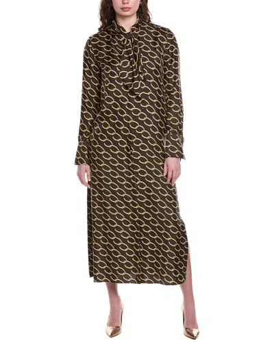 Oscar De La Renta Silk Maxi Dress In Brown