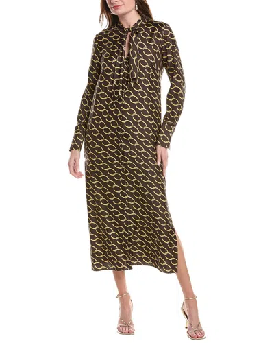 Oscar De La Renta Silk Maxi Dress In Brown