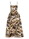 Oscar De La Renta Silk Midi Dress In Brown