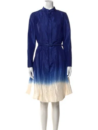 Pre-owned Oscar De La Renta Silk Midi Length Dress In Blue