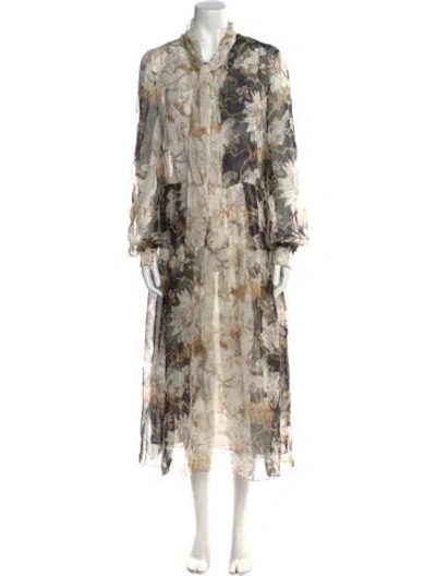 Pre-owned Oscar De La Renta Silk Midi Length Dress W/ Tags In Black