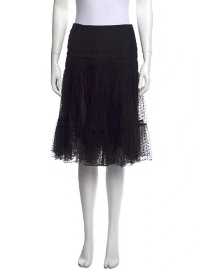 Pre-owned Oscar De La Renta Silk Midi Length Skirt In Black