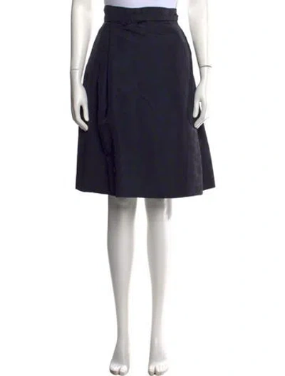 Pre-owned Oscar De La Renta Silk Midi Length Skirt In Blue