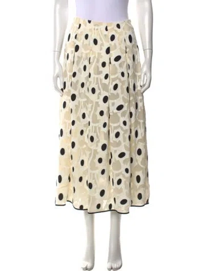 Pre-owned Oscar De La Renta Silk Midi Length Skirt In Neutral
