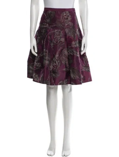 Pre-owned Oscar De La Renta Silk Midi Length Skirt W/ Tags In Purple