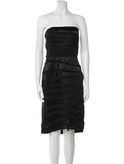 Pre-owned Oscar De La Renta Silk Mini Dress In Black