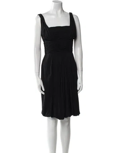 Pre-owned Oscar De La Renta Silk Mini Dress In Black