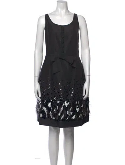 Pre-owned Oscar De La Renta Silk Mini Dress In Black