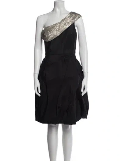 Pre-owned Oscar De La Renta Silk Mini Dress In Black