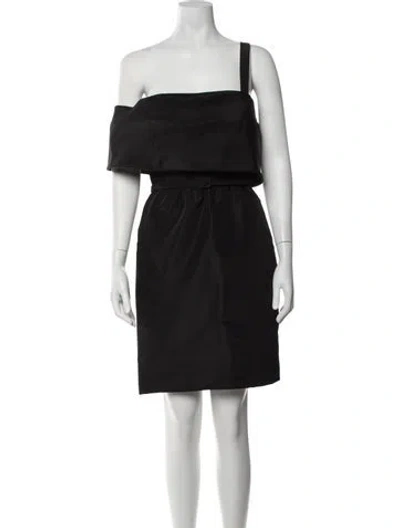 Pre-owned Oscar De La Renta Silk Mini Dress In Black