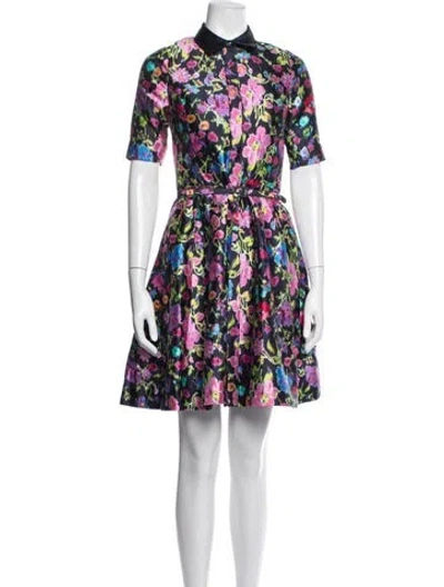 Pre-owned Oscar De La Renta Silk Mini Dress In Blue