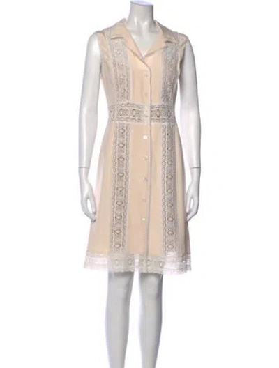 Pre-owned Oscar De La Renta Silk Mini Dress In Neutral