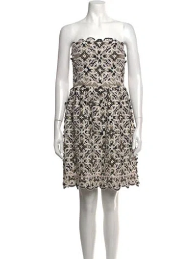 Pre-owned Oscar De La Renta Silk Mini Dress In Neutrals