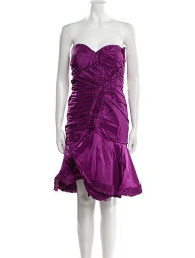Pre-owned Oscar De La Renta Silk Mini Dress In Purple