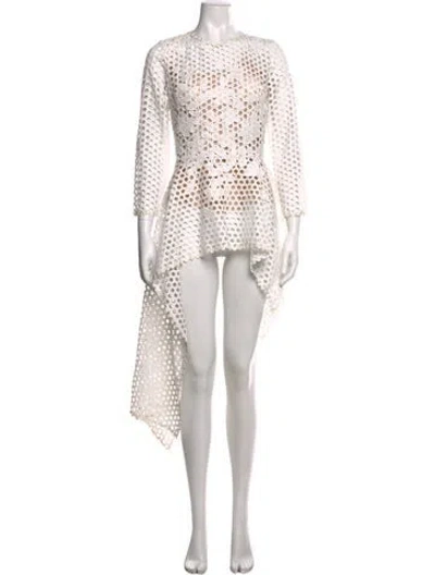 Pre-owned Oscar De La Renta Silk Mini Dress In White