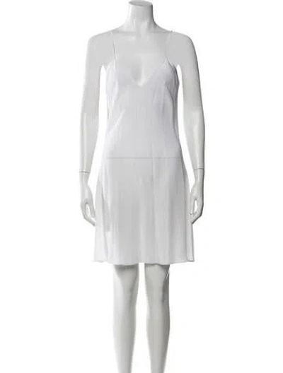 Pre-owned Oscar De La Renta Silk Mini Dress In White