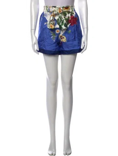 Pre-owned Oscar De La Renta Silk Mini Shorts W/ Tags In Blue