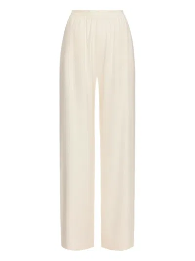 Oscar De La Renta Silk Georgette Wide Leg Pant In White