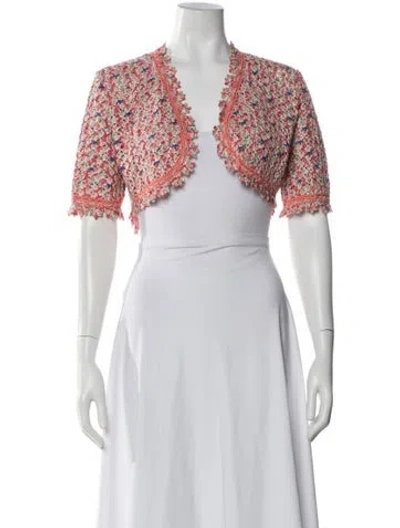 Pre-owned Oscar De La Renta Silk Patterned Sweater In Neutral