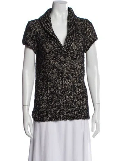 Pre-owned Oscar De La Renta Silk Patterned Top In Black