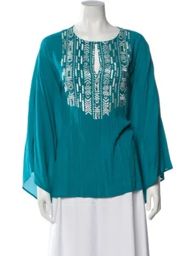 Pre-owned Oscar De La Renta Silk Printed Blouse In Multi