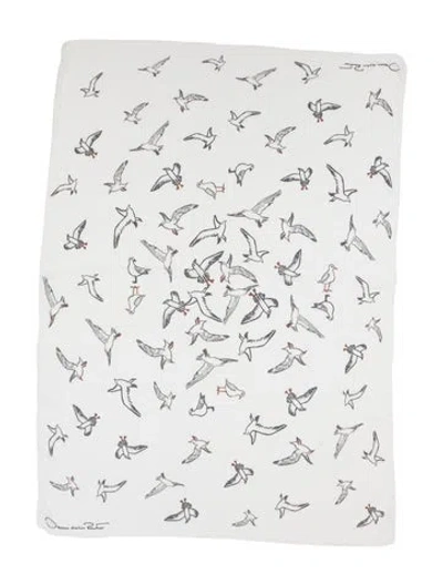 Pre-owned Oscar De La Renta Silk Printed Scarf In Neutrals