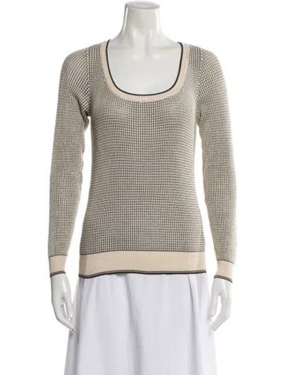 Pre-owned Oscar De La Renta Silk Printed Sweater In Neutral