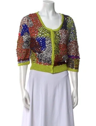 Pre-owned Oscar De La Renta Silk Printed Sweater W/ Tags In Multi