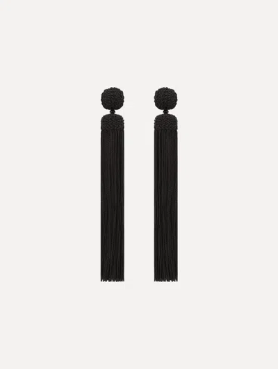Oscar De La Renta Silk Rope Tassel Clip-on Earrings In Black