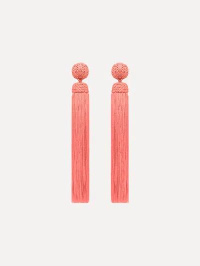Oscar De La Renta Silk Rope Tassel Clip-on Earrings In Pink