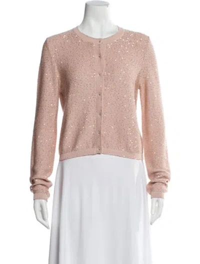 Pre-owned Oscar De La Renta Silk Scoop Neck Sweater In Pink