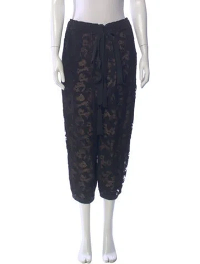 Pre-owned Oscar De La Renta Silk Straight Leg Pants In Blue