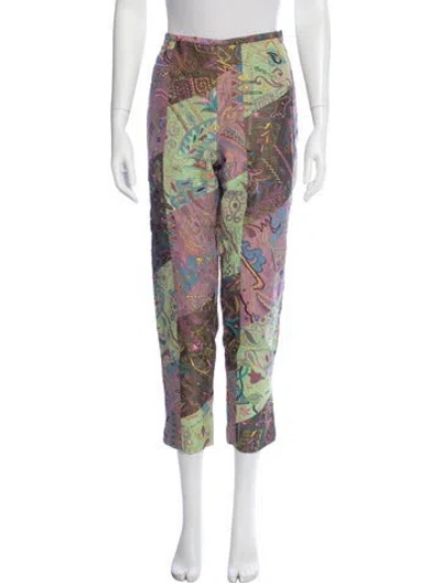 Pre-owned Oscar De La Renta Silk Straight Leg Pants In Pink