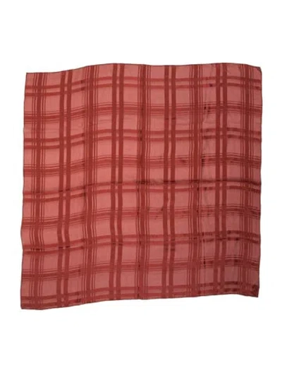 Pre-owned Oscar De La Renta Silk Striped Scarf In Red