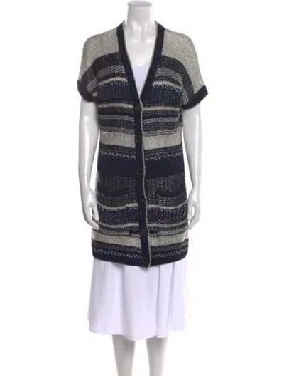 Pre-owned Oscar De La Renta Silk Striped Sweater In Multi