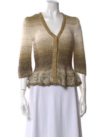Pre-owned Oscar De La Renta Silk Striped Sweater In Multi