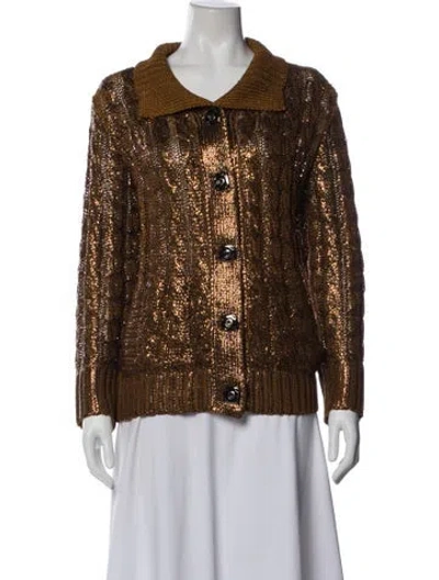 Pre-owned Oscar De La Renta Silk Sweater In Brown